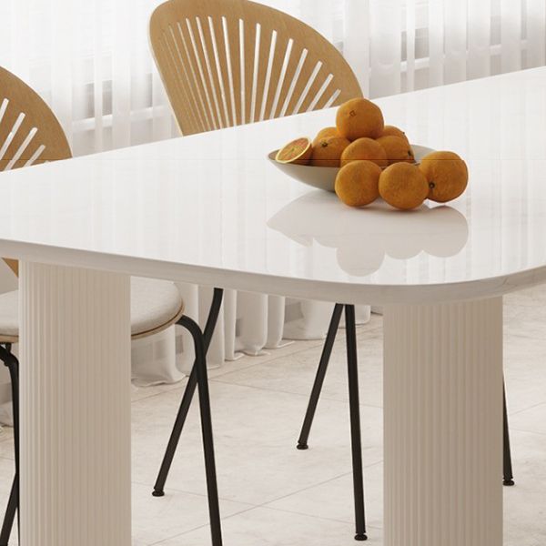 Modern Style Dining Table Rectangle Stone White Dining Table with 4 Legs