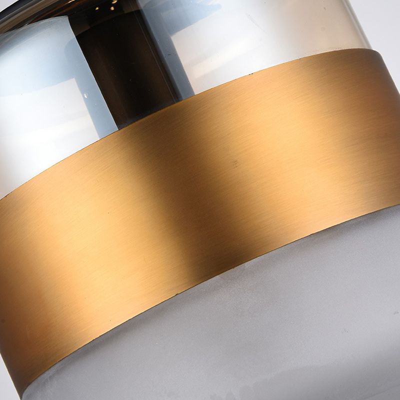 Gold Cylindrical Hanging Ceiling Light Minimalist Style Glass Ceiling Pendant Light