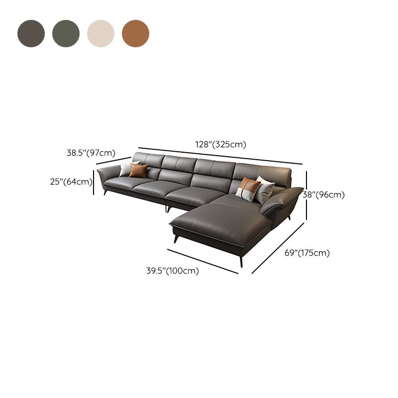Modern Cushions Flared Arm Living Room Faux Leather Stationary Seating