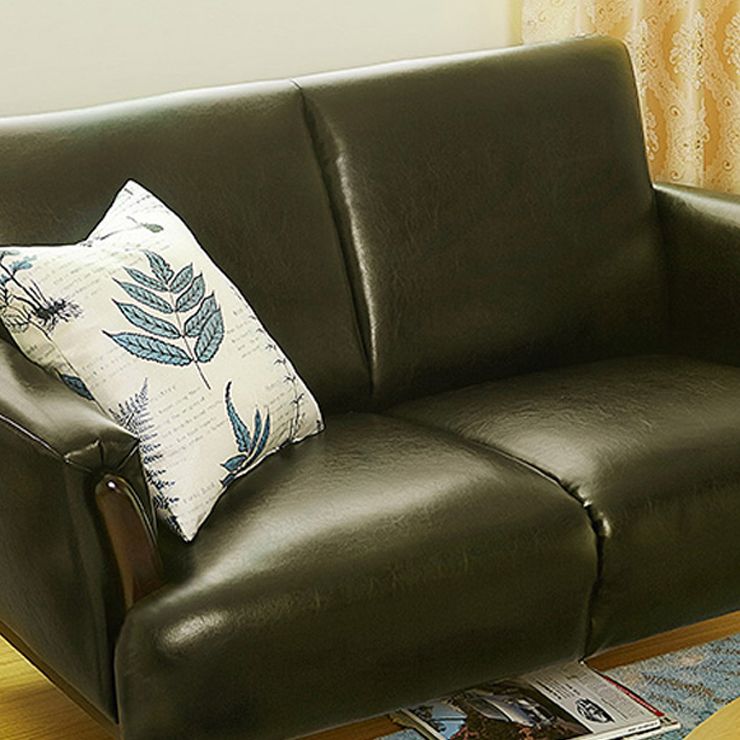 Flared Arm Standar Sofa with Tight Back Loveseat Faux Leather Sofa