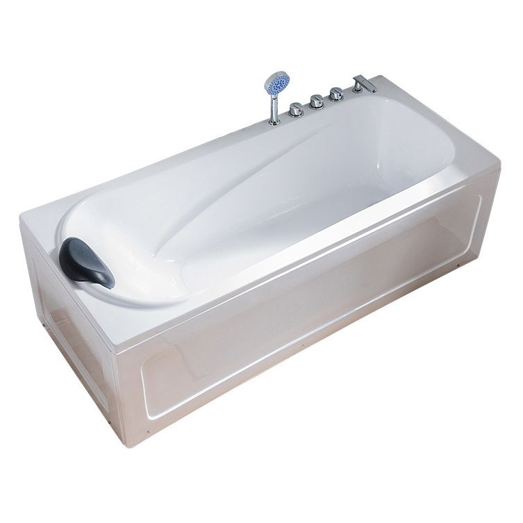 Back to Wall Rectangular Bath Freestanding Acrylic Soaking White Bathtub