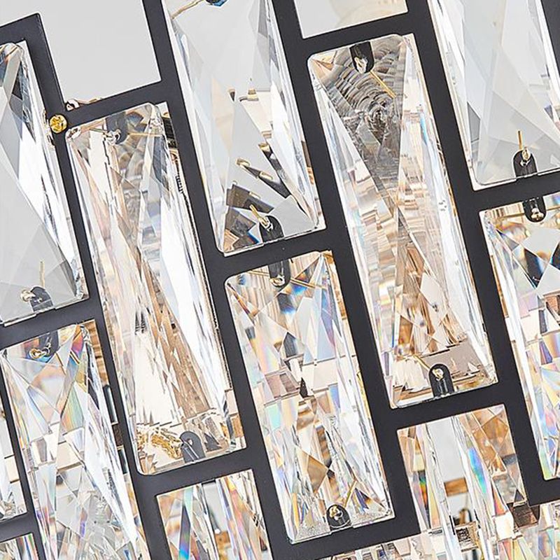 16"/19.5" Wide Nickel Tapered Ceiling Chandelier Modern 6/10 Heads Crystal Block Hanging Ceiling Light