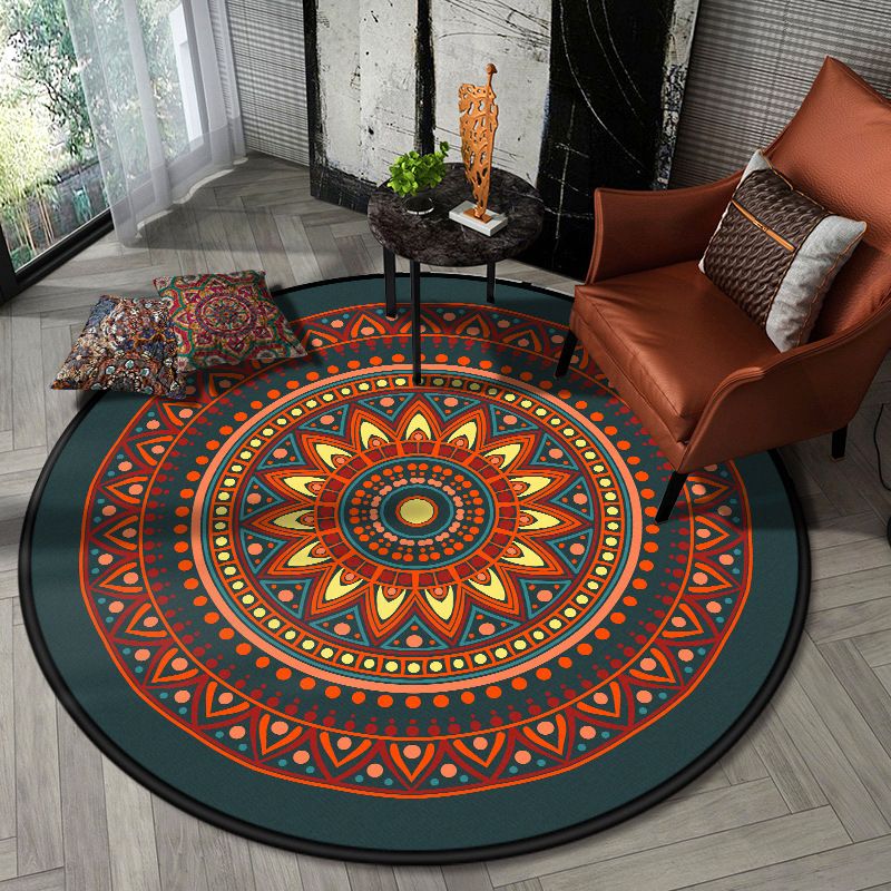 Nostalgic Multicolor Tribal Print Rug Polypropylene Moroccan Carpet Pet Friendly Stain Resistant Non-Slip Rug for Great Room