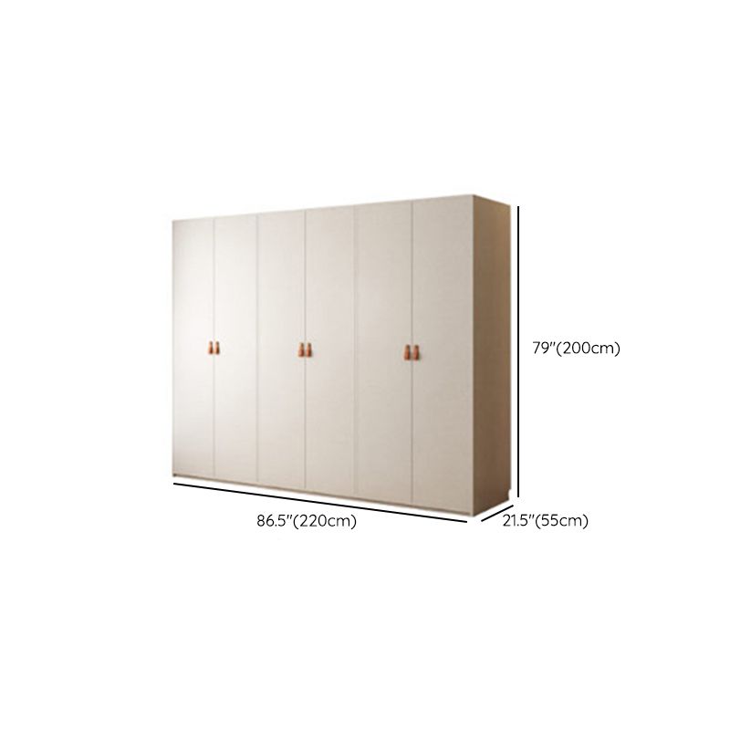 Modern White Wardrobe Cabinet Engineered Wood Wardrobe with Garment Rod