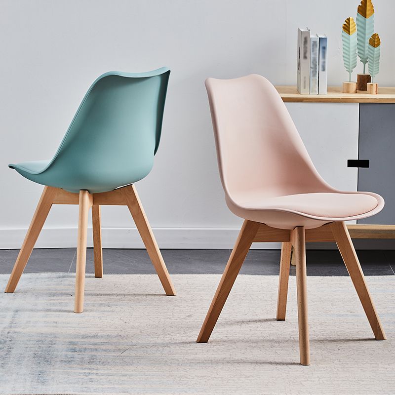 Contemporary Wood Dining Room Chairs Faux Leather Dining Armless Chairs for Home Use