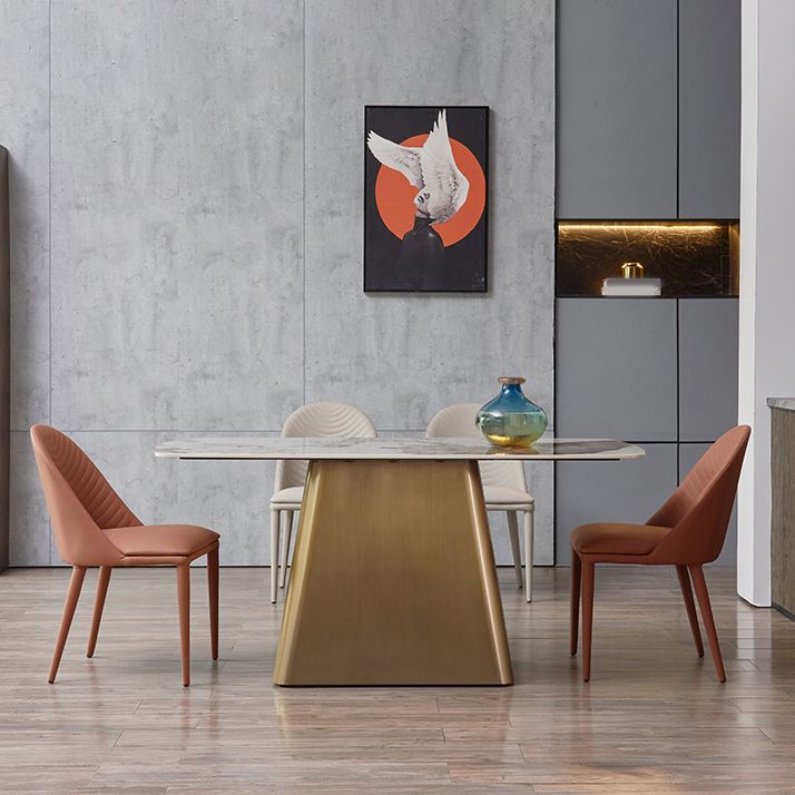 Nordic Glam Style Rectangle Sintered Stone Table Set 1/2/5/7 Pieces Dining Set