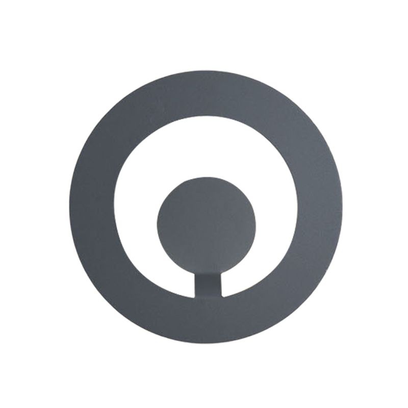 Grey Finish Circular Sconce Minimalist 7"/9" Dia LED Metallic Wall Mounted Light for Living Room