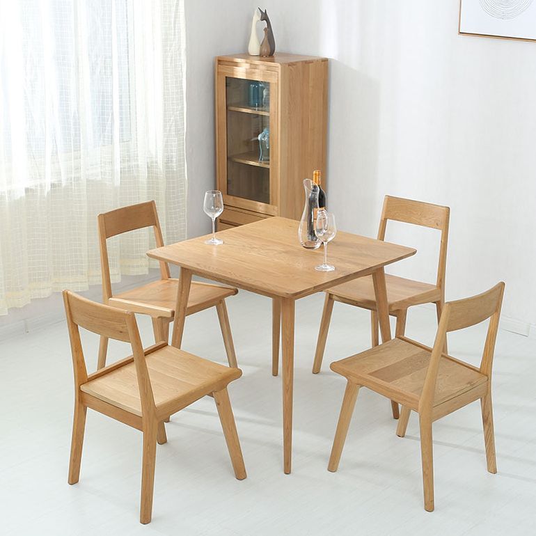 Industrial Style Dining Table Square Solid Wood Dining Table with 4 Legs
