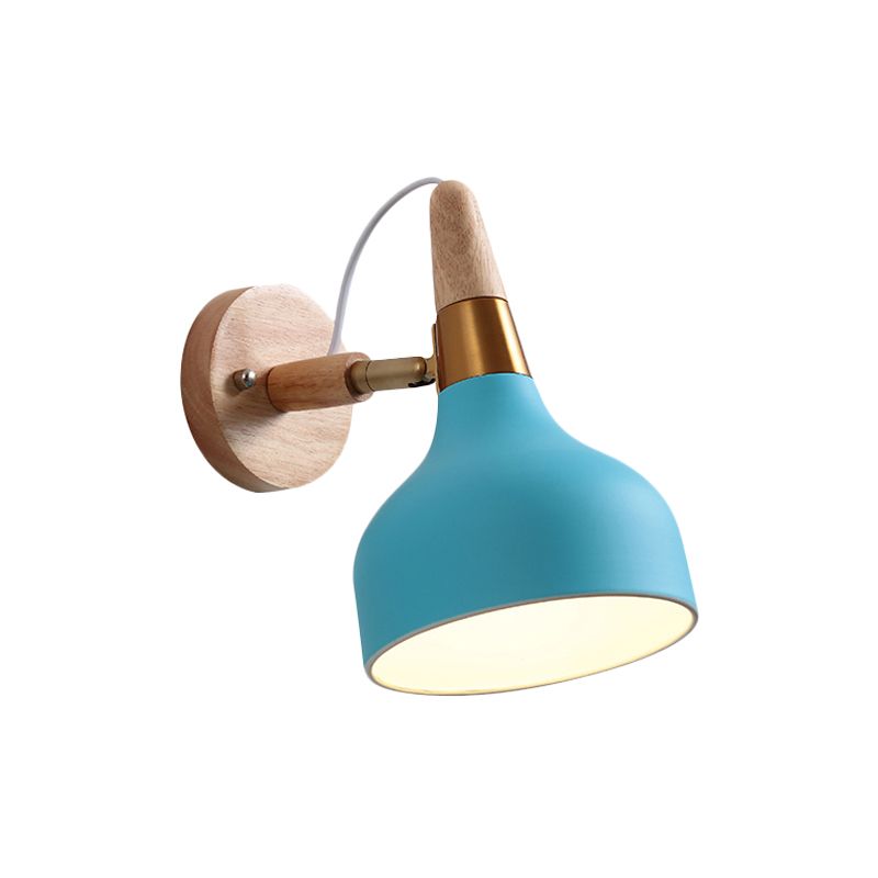 Metal Torch Shaped Wall Light Angle Adjustable 1 Light Nordic Style Sconce Light for Bedside