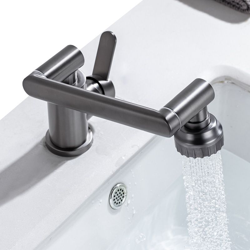 Contemporary Centerset Faucet Lever Handles Low Arc Stainless Steel Faucet