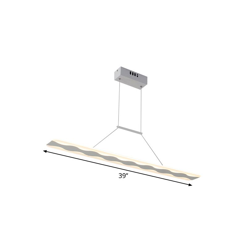 Salon linéaire plafond lumière acrylique LED moderne suspension suspendue en lumière chaude / blanche, 39 "/ 47" de large
