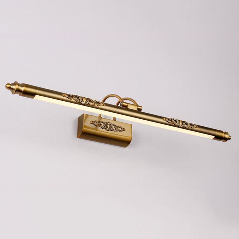 Gold Electroplate Metal LED Wall Light in Traditional Style Acrylic Linear Wall Lamp for Bathroom