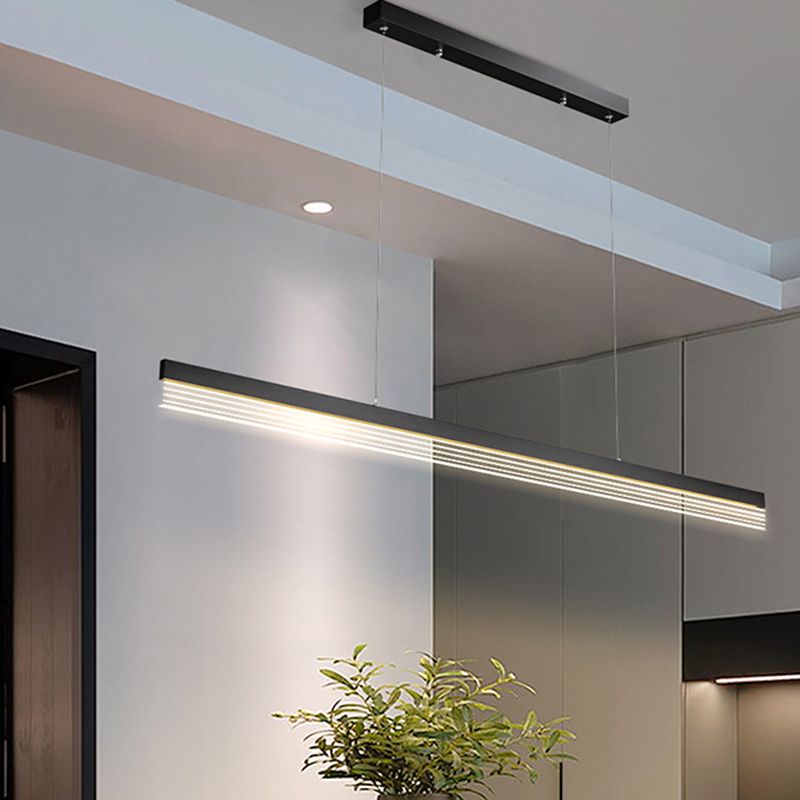 Linear Hanging Lamp Modern Mental 1 Light Hanging Light for Dining Room
