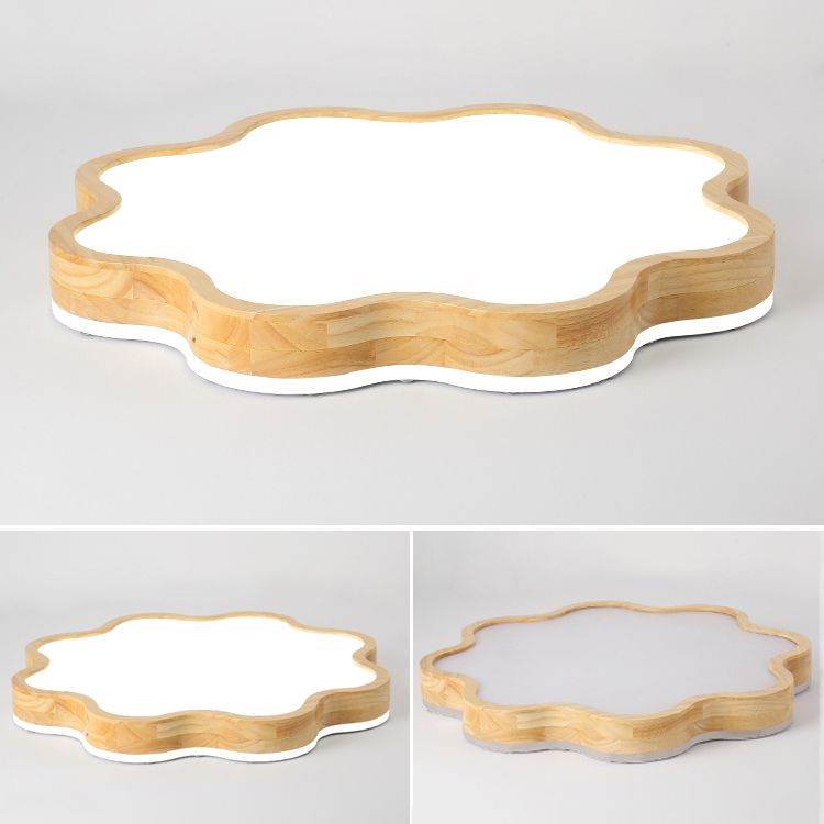 Simple Style Flush Mount 1-Light LED Ceiling Light with Wood for Bedroom