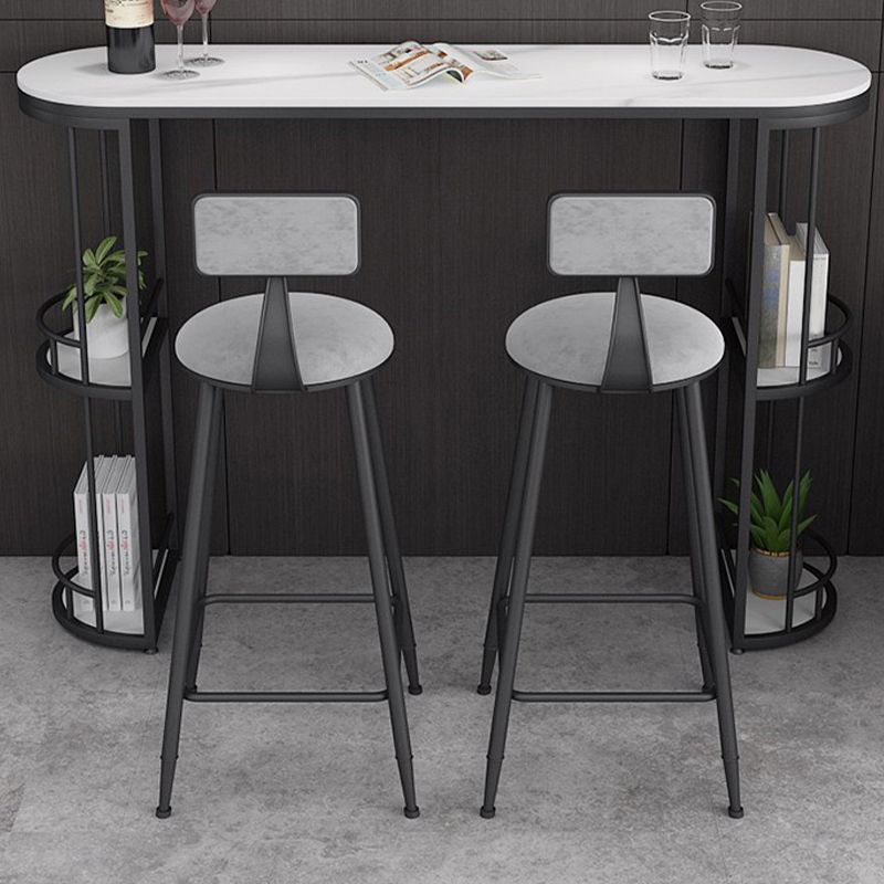 Modern Stone Ellipse Bar Table Storable Table for Living Room