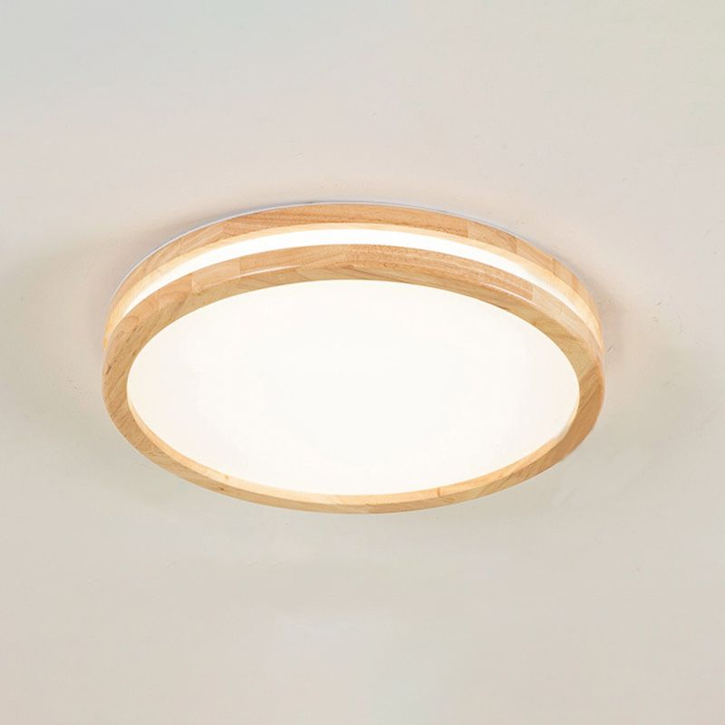 Kreisförmige Holz-Unterputzleuchte im modernen Stil mit 1 Licht, Deckenleuchte für Schlafzimmer