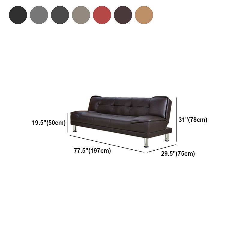 Armless Cotton Blend and Leather Convertible Contemporary Sofa Bed