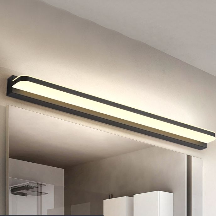 Linear Shape Metal Wall Sconce Modern Style 1 Light Mirror Wall Mounted Light