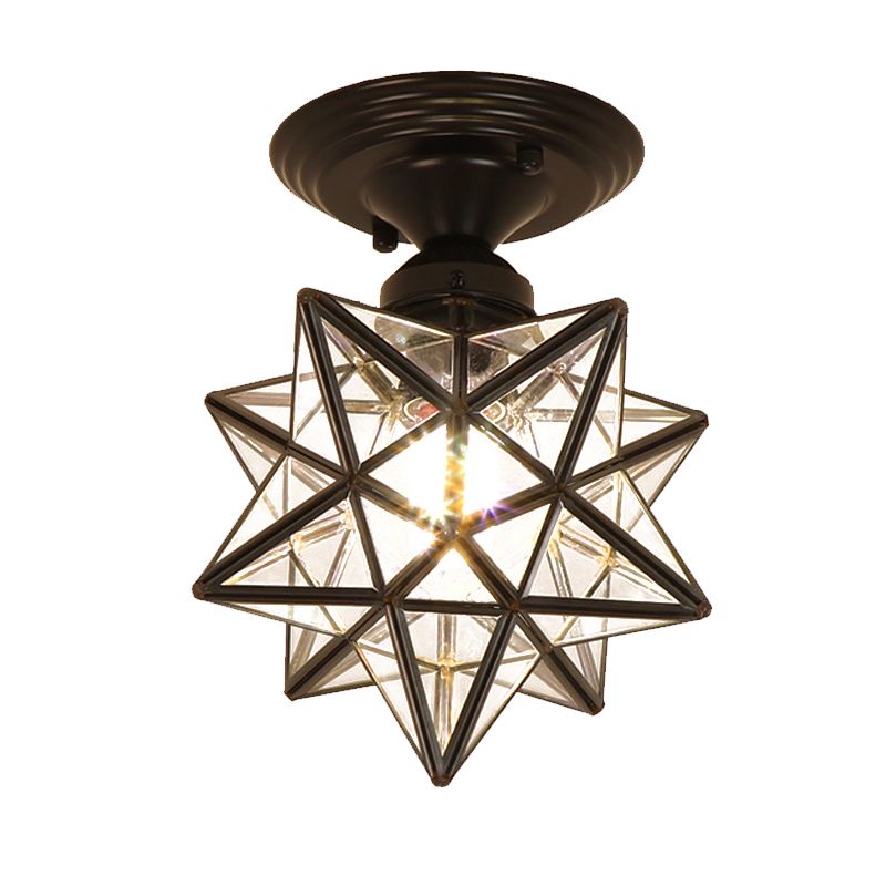 1-Light Ceiling Light Modern Ceiling Mount Light with Glass Shade for Living Room