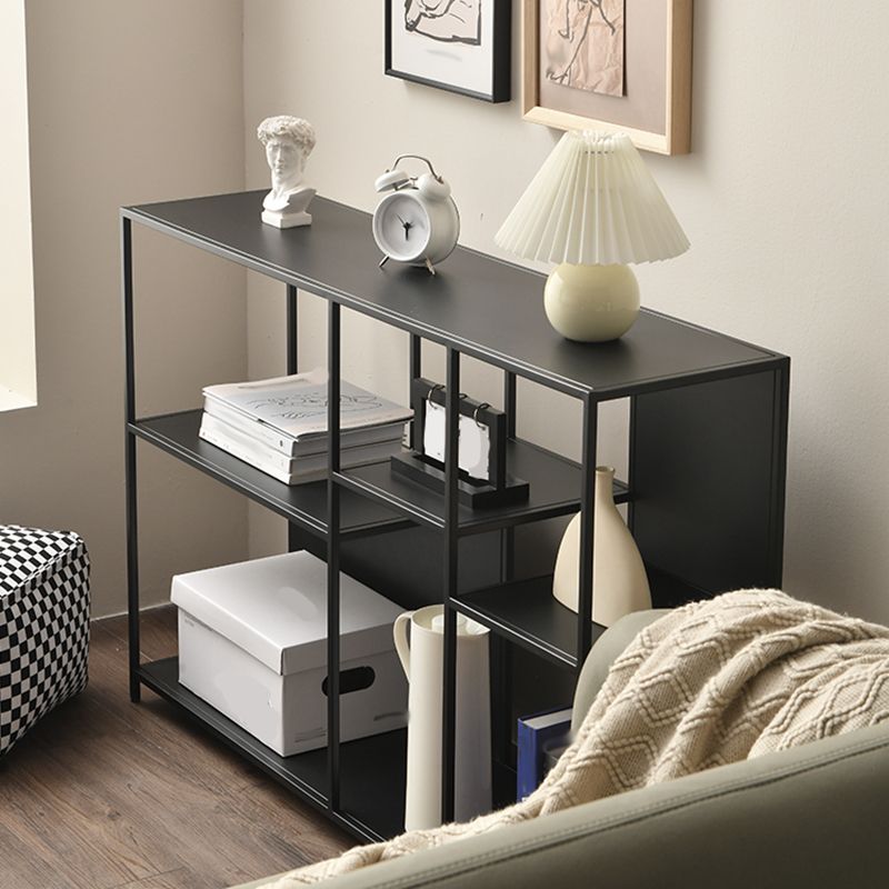 Modern Style Open Back Bookshelf Horizontal Metal Bookcase with Shelves