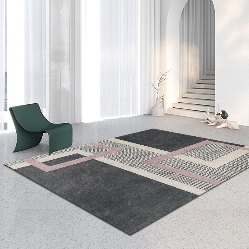Modern Rectangle Print Rug Polyester Area Carpet Stain Resistant Indoor Rug for Living Room
