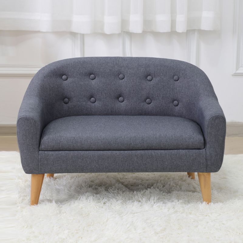 Contemporary Cotton Blend Tufted Split-Back Settee Couch for Children