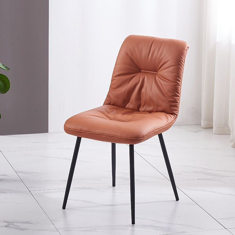 Contemporary Faux Leather Armless Dining Chairs Metal Dining Chair for Home Use