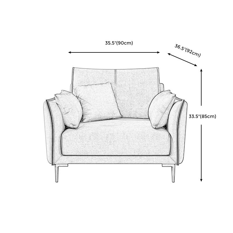 Stain-Resistant Faux Leather Couch Living Room Flared Arm Sofa with Pillow Back