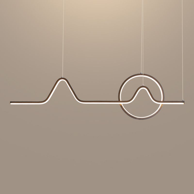 Moderner Stil linearer Form Island Leuchten Metall Zwei Lichtheizenbeleuchtung