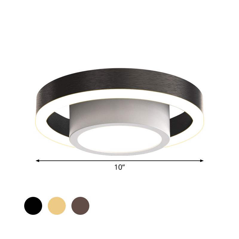 Double cerceau petit plafond acrylique affleurant nordique noir/café/or LED éclairage encastré pour couloir
