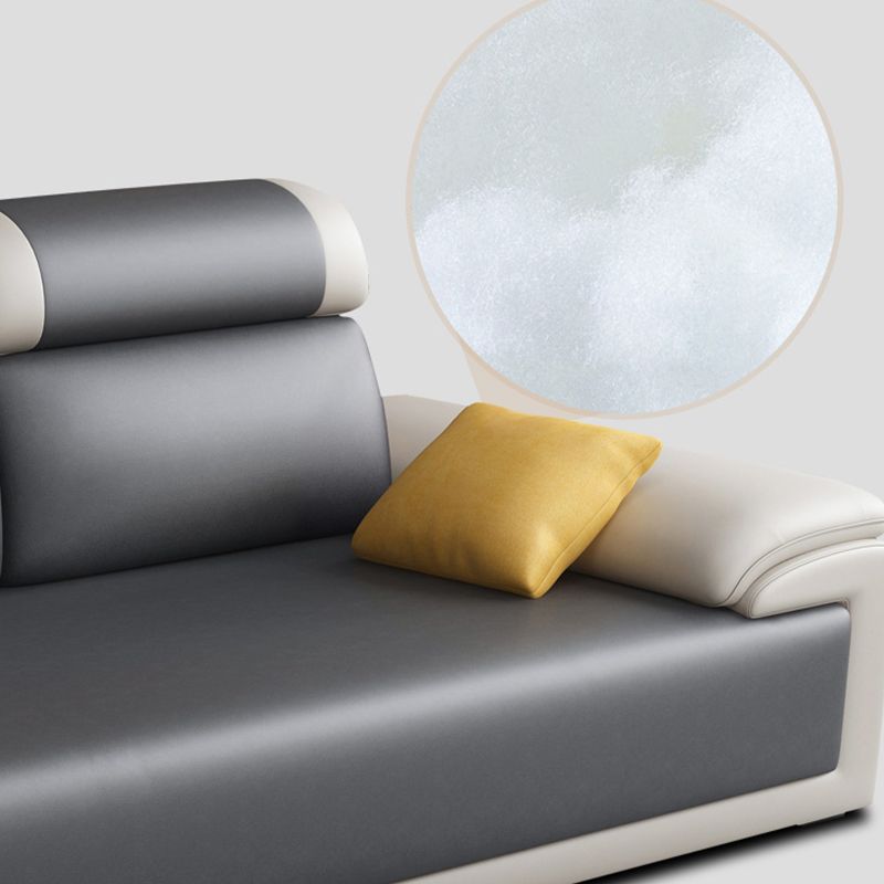 Faux Leather Pillow Top Arm Sectional with Pillowed Back Cushions for Living Room