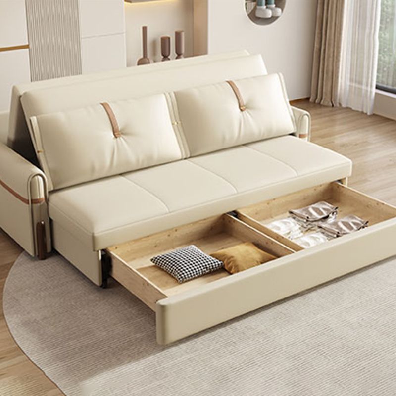 32" Wide Glam Sleeper Sofa Leather Pillow Included Sleeper Sofa