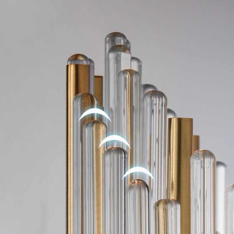 Curved Wave Wall Mounted Lamp Modern Style Fluted Crystal 2-Lights Sconce Lights in Black and Brass