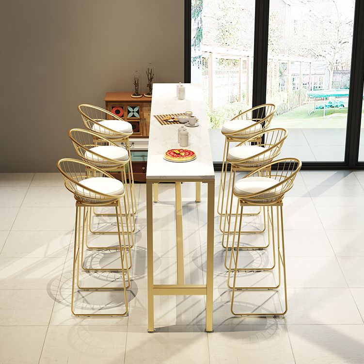 Rectangle Bar Table Set 1/7/9 Pcs Glam Bar Table and Stools with Metal Frame