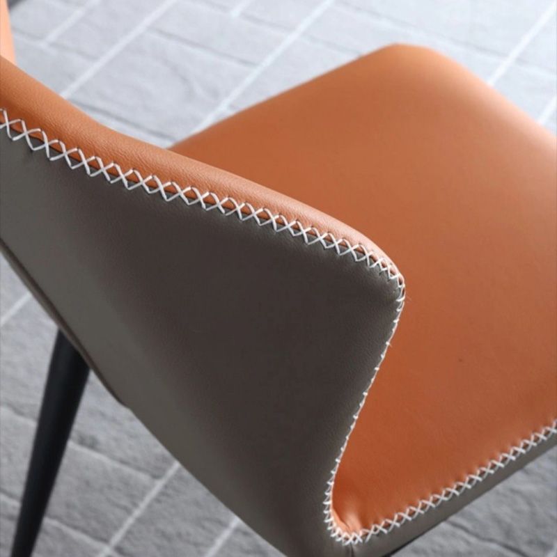 Industrial Metal Dining Armless Chair Faux Leather Dining Chairs for Restaurant Use