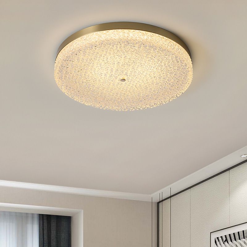 Lámpara de techo LED de forma circular, cobre moderno, 1 luz, montaje empotrado para balcón