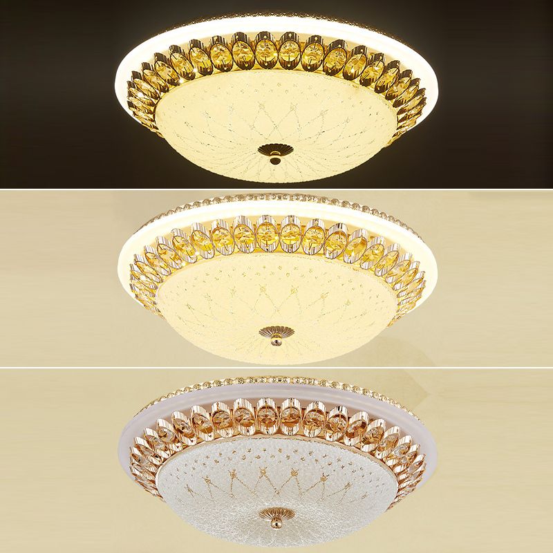 1 Légère lumière Flush Light Contemporary Clear Crystal Bedroom Flush Ceiling Lamp