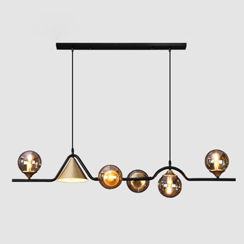 Shaded Island Lighting Fixture Simplicity Glass Island Chandelier for Dinning Room