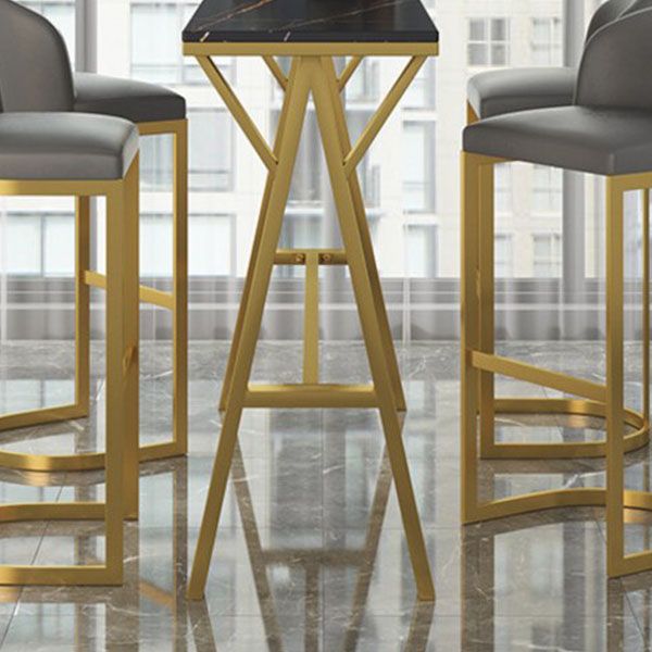 Rectangle Pub Set 1/3/5 Pcs Bar Table and Stools with Gold Metal Frame