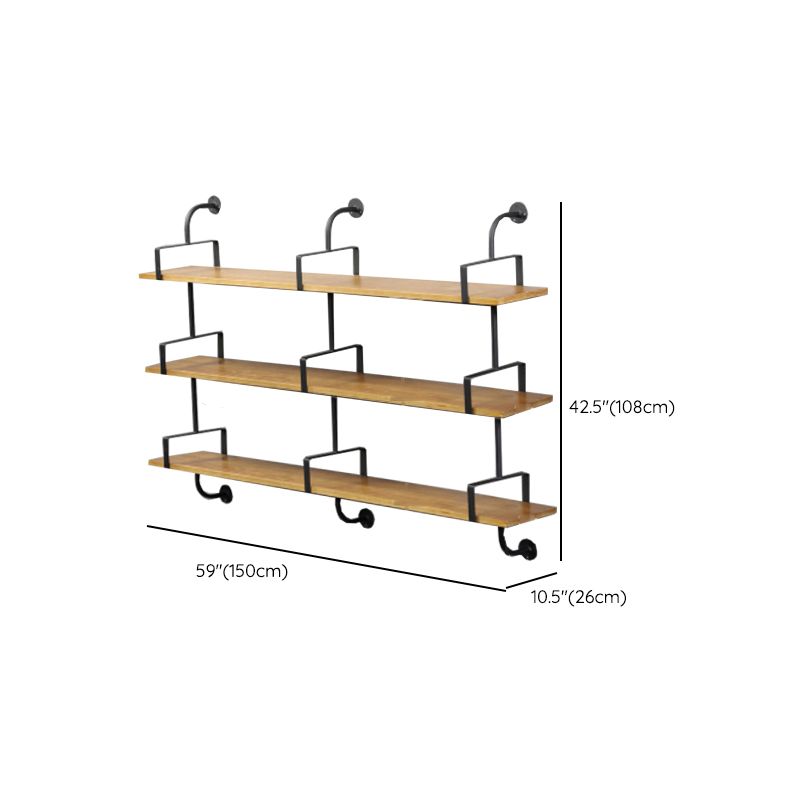 Metal and Wooden Shelf Bookcase Floating Open Wall Mounted Book Shelf for Study Room