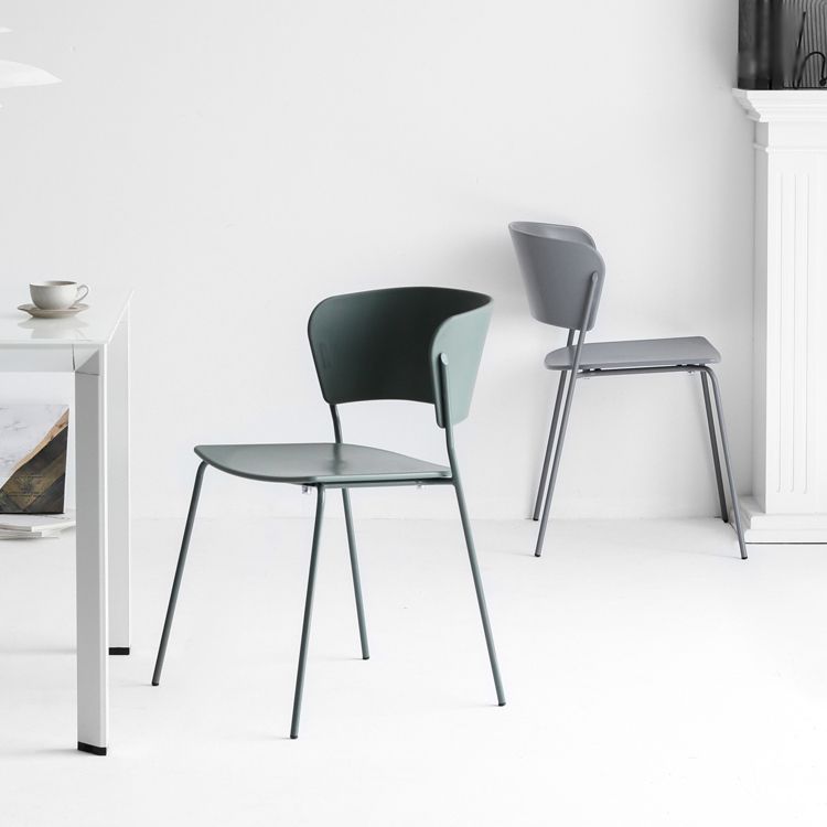 Contemporary Metal Stackable Chairs Kitchen Dining Room Open Back Side Chair