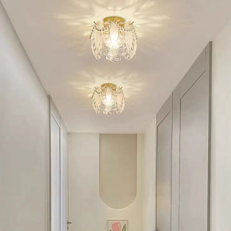 Modern Simple Ceiling Light Geometry Shape Ceiling Lamp with Glass Shade for Bedroom