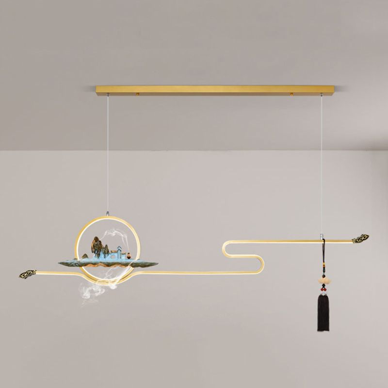 Luci a sospensione a sospensione in metallo Lampade sospese lineari contemporanee per sala da tè