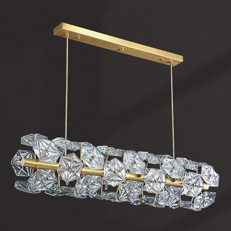 Pendants contemporains Crystal de flocon de neige 18 lumières de l'île légère en or