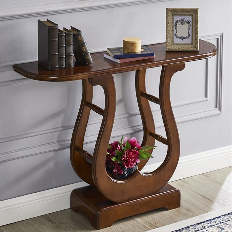 31.5-inch Tall Console Table Solid Wood Half Moon End Table for Hall
