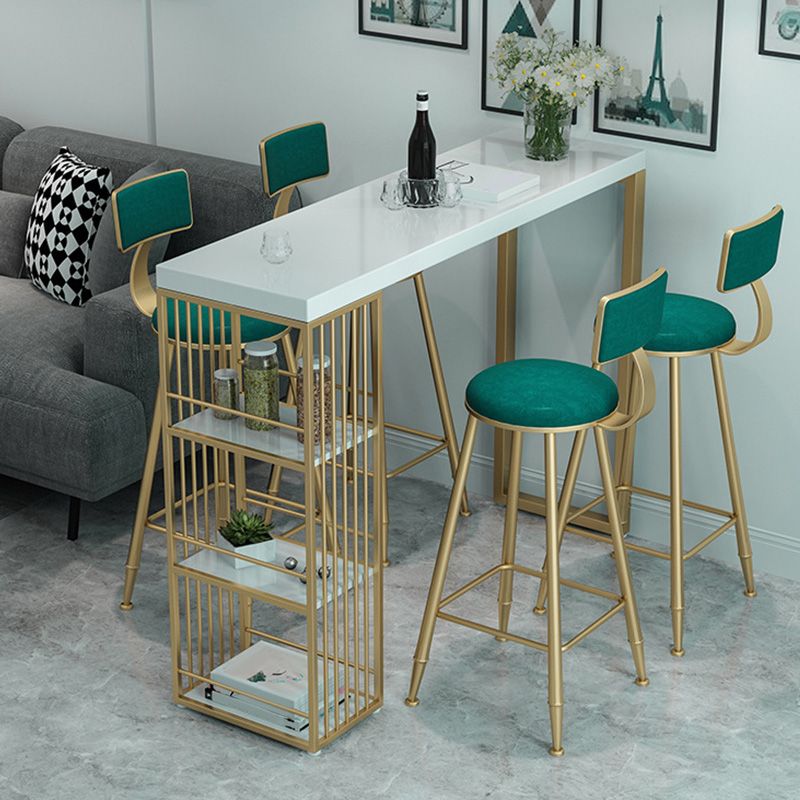 Glam Pub Height Dining Table Faux Marble Top Pub Table for Patio Use