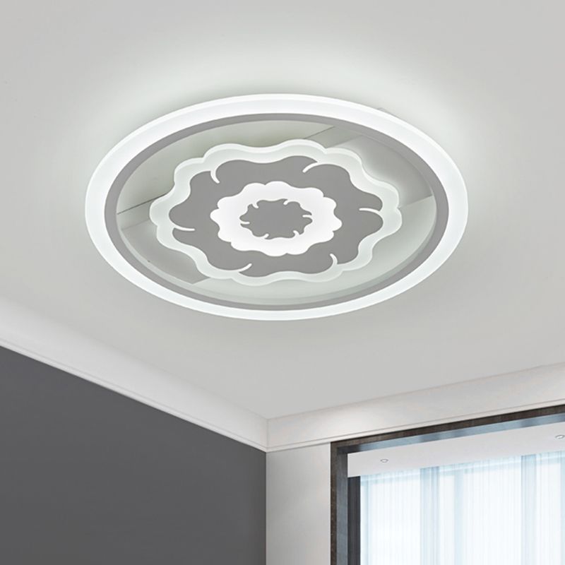 Acrylic Floral Ceiling Mount Modern LED White Flush Light Fixture in Warm/White Light for Bedroom
