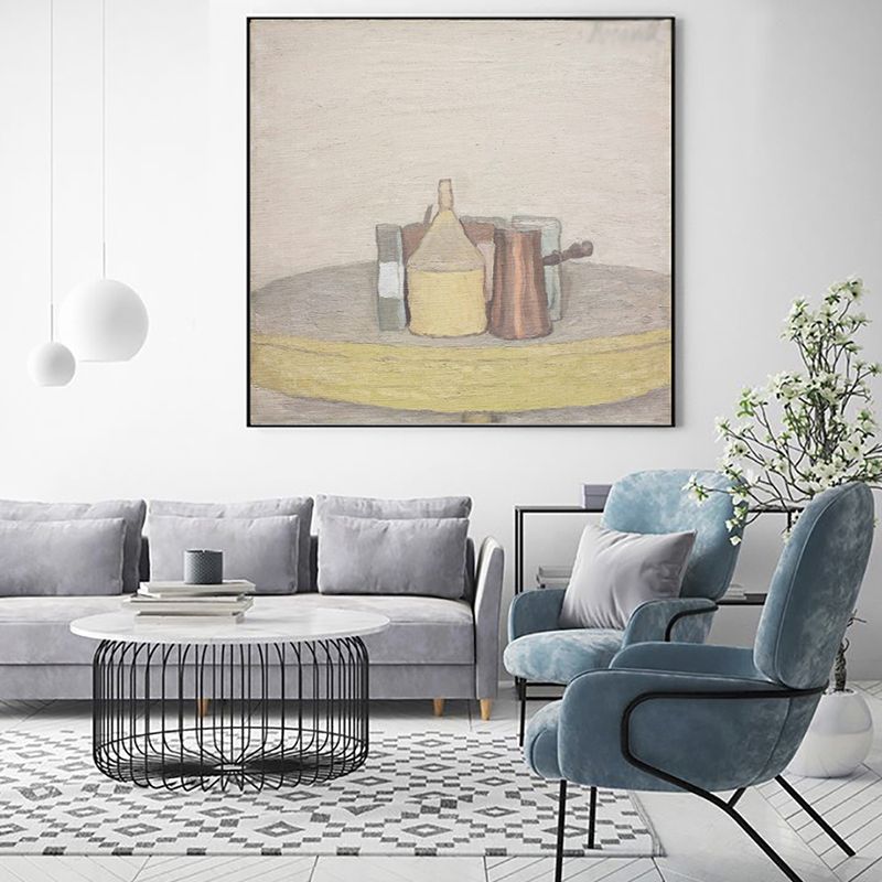 Traditional Tableware and Desk Canvas Bathroom Wall Art in Brown, Multiple Sizes