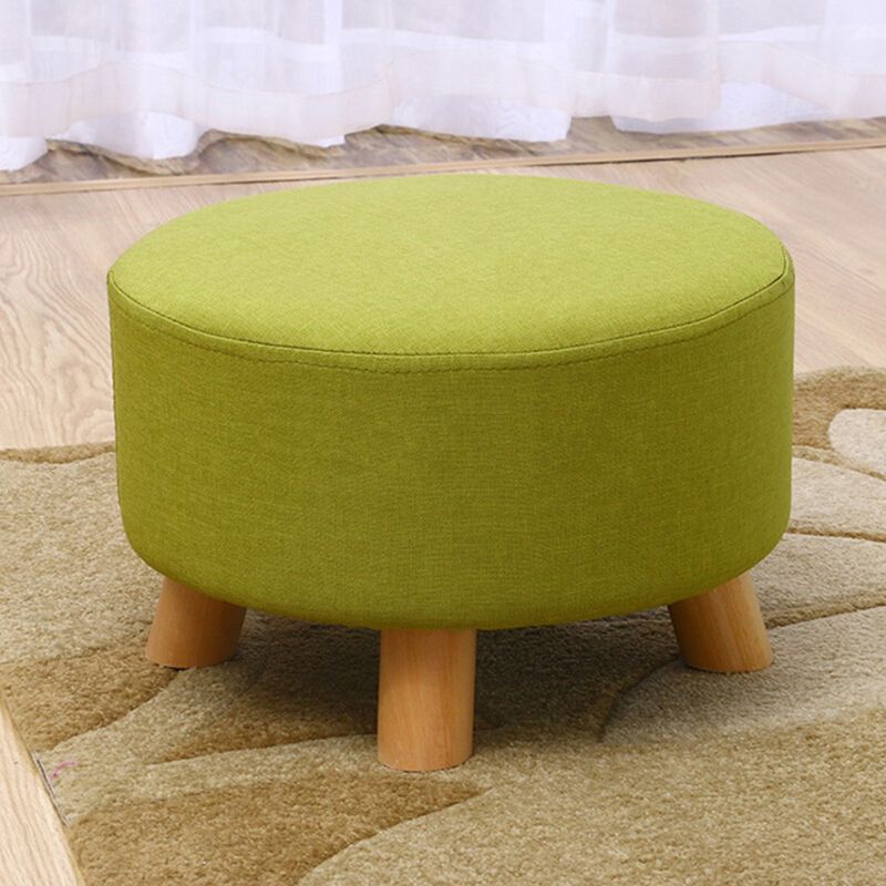 Contemporary Round Ottoman Footrest Plain Cotton Fade Resistant Sherpa Pouf