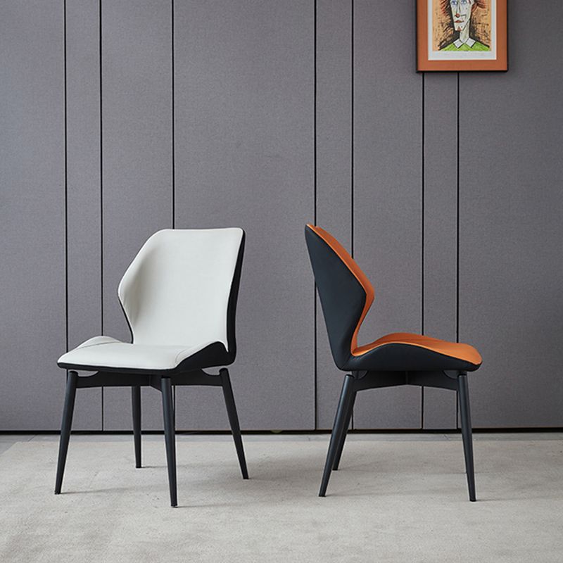 Contemporary Style Metal Dining Chairs Kitchen Dining Armless Side Chairs